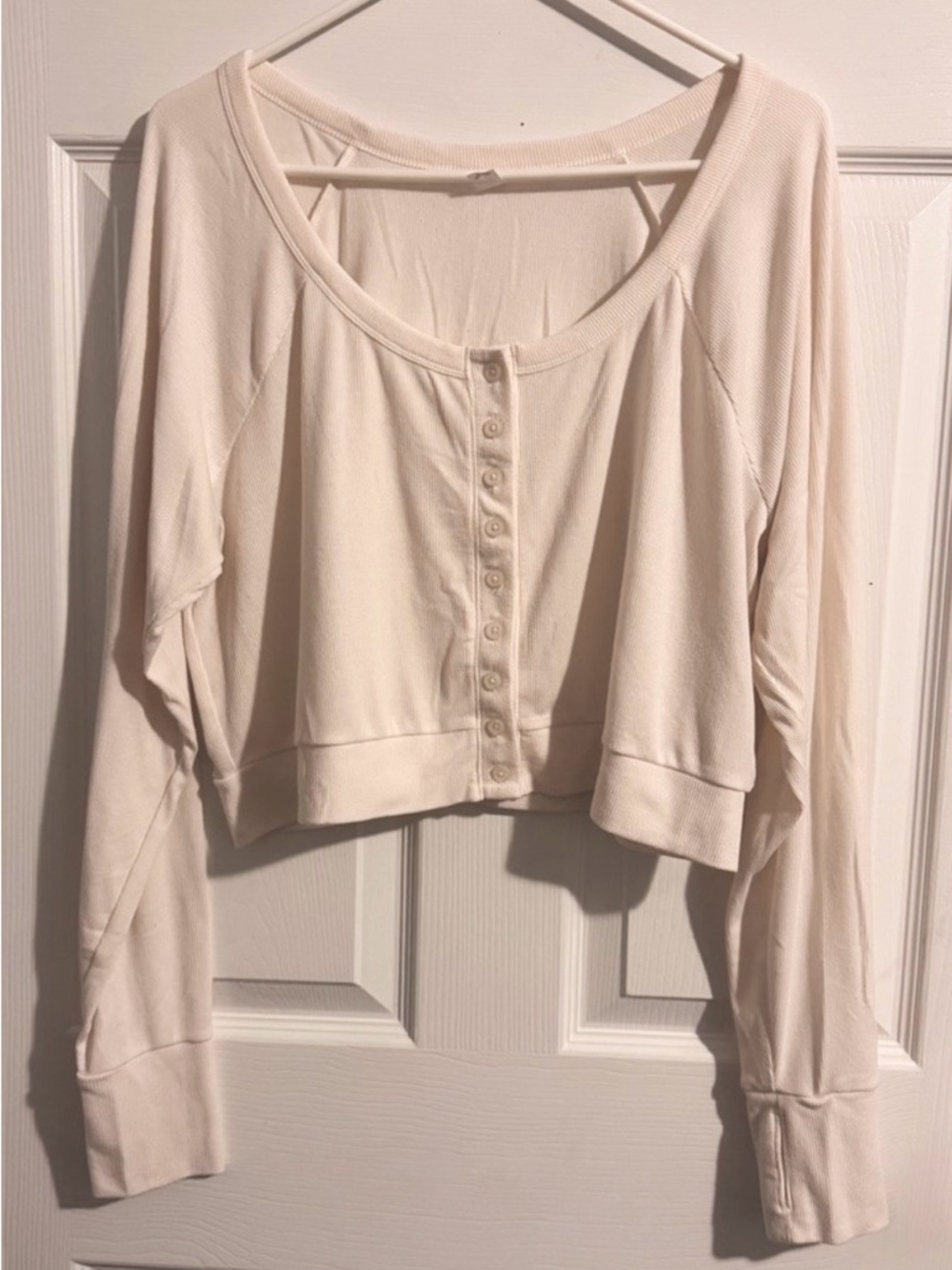 Cropped Off-White Cream Long Sleeved Cardigan sz XXL Old Navy